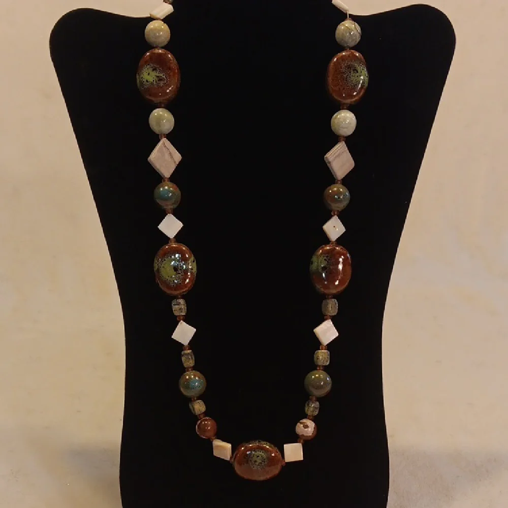 Stunning Artisan Handmade Beaded Earth Tone Necklace